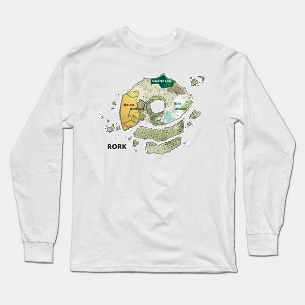 Map of Rork (with major regions) Long Sleeve T-Shirt by BIRBLYFE